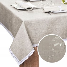 Abrosz Asztalra Csipkével Malaga 200x140 Abrosz Bézs Foltálló