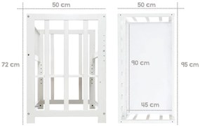 Fehér bölcső tárolóhellyel és baldachinnal 90x45 cm Indibär – Roba