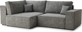 Szürke zsenília kinyitható-tárolóhelyes sarokkanapé (bal oldali-L alakú) Tonga – Maison de Rêve