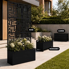 Fém kerti pergola virágládával 3in1, fekete, 900x1800x300 mm: ROSE