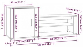 betonszürke szerelt fa cipőszekrény 130x35x54 cm