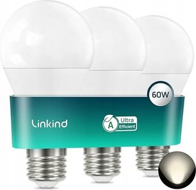 3X Led Izzó Linkind E27 A60 3,8W 4000K Nem Szabályozható 3DB 806LM