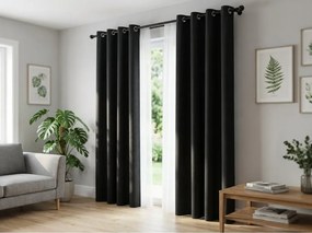 Függöny OXFORD LIGHT 140x270 cm, fekete Felfüggesztés: Hullámos sínszalag