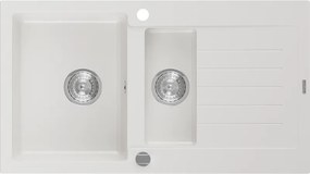 Mexen Matias - gránit mosogató 90,0x50,5 cm, 1,5 kamrás, fehér, 6502901505-20