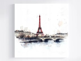 Canvas Vászonkép Párizs Eiffel-torony Franciaország Akvarell Vintage 40x40
