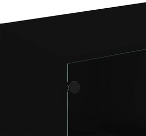 fekete szerelt fa könyvespolc ajtóval 136 x 37 x 109 cm