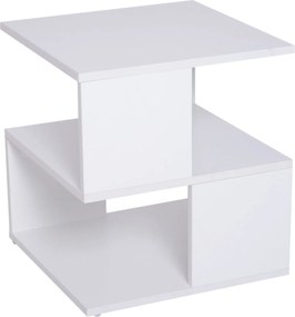 HOMCOM Kávézóasztal Éjjeli Székasztal 2-Szintes Polccal nappaliba, hálószobába, könyvtárba 40x40x43 cm Fehér | Aosom