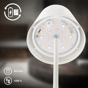 Briloner 7510016 - LED RGBW dimmelhető asztali lámpa CALIDA 2,5W/5V IP44 1200 mAh fehér