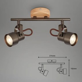 Brilo - LED spotlámpa TAHUN 2xGU10/5W/230V barna