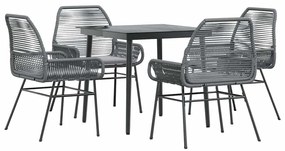 5 részes szürke polyrattan üveg kerti étkezőgarnitúra párnával