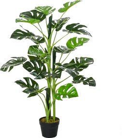 Outsunny Mesterséges Növény 100 cm Mesterséges Monstera Fával 21 Levél és Cserép az Otthon, Irodai és Nappali Zöld | Aosom