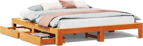vidaXL viaszbarna tömör fenyőfa ágy matrac nélkül 200 x 200 cm