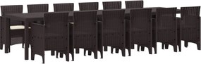 vidaXL Kert étkező szett 13 pcs Barna Polt rattan