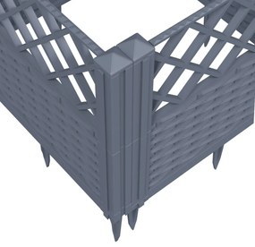 szürke PP kerti virágláda cövekekkel 43,5 x 43,5 x 43,5 cm