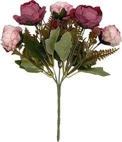 Mini bazsarózsa csokor 28 cm rózsaszín, világos bordó