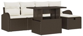 vidaXL Kerti Kanapé Szett párnával tárolóval 6 pcs Barna Poli rattan