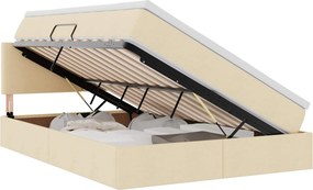 vidaXL Ágy tárolóval és matraccal matracmal Krém 140 x 190 cm Faanyag