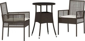 vidaXL Kert étkező szett 3 pcs Barna polirattan
