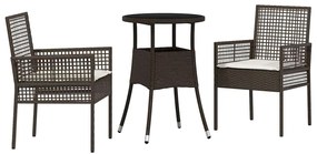 vidaXL Kert étkező szett 3 pcs Barna polirattan