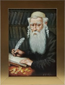 Vászonkép 29x22 Pénzszámláló Zsidó Arany Keret