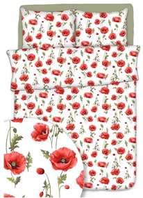 Fehér pipacsok krepp ágyneműhuzat TiaHome - 1x Párna 90x70cm, 1x Paplan 140x200cm