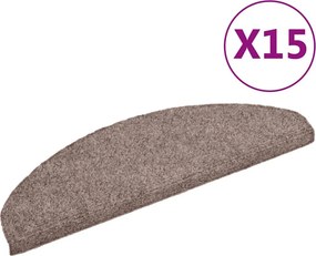vidaXL 15 db öntapadós lépcsőszőnyeg 65 x 21 x 4 cm világosbarna félkör alakú nagy
