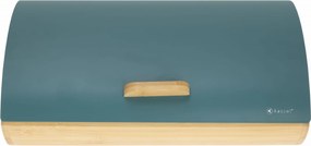 Bambusz kenyértartó acél fedéllel Türkizkék