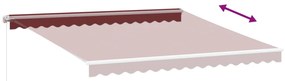 burgundi vörös kézzel kihúzható LED-es napellenző 400 x 300 cm
