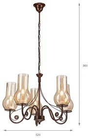 Brilagi - LED Csillár láncon COTTAGE 5xE14/40W/230V barna