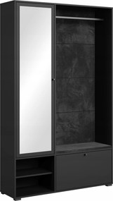 Dino gardróbszekrény előszobába: tükör,cipősszekrény,polcok,rúd fekete