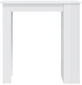 Magasfényű fehér bárasztal tárolópolccal 102 x 50 x 103,5 cm