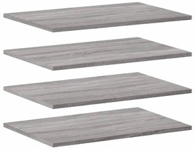 4 db szürke sonoma színű szerelt fa fali polc 60 x 40 x 1,5 cm