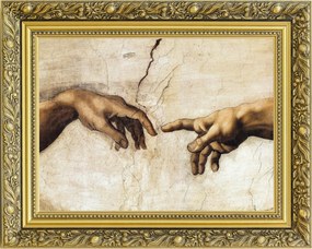 Ádám teremtményei Michelangelo Arany keret 40x50