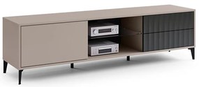 TV szekrény RONJA fiókokkal taupe/fekete színben