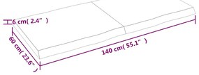 kezeletlen tömör fa asztallap 140x60x(2-6) cm
