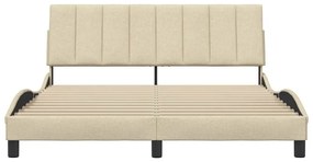 krémszínű szövet ágykeret matrac nélkül Hanko 160 x 200 cm