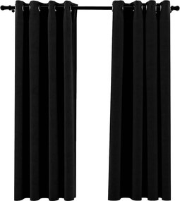 vidaXL 2 db fekete, vászonhatású sötétítőfüggöny fűzőkarikával 140 x 175 cm