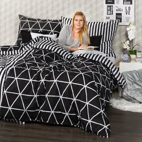 4Home Galaxy pamut ágynemű, fekete, 160 x 200 cm, 70 x 80 cm