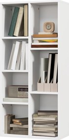 HOMCOM Fa Könyvespolc 7 Tárolórekesszel Növényekhez és Dokumentumokhoz, 50x24x106 cm, Fehér | Aosom
