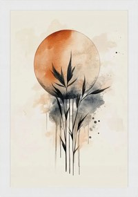 Poszter Keret Fa Absztrakt Nap Hold Növényzet Levelek 40x60