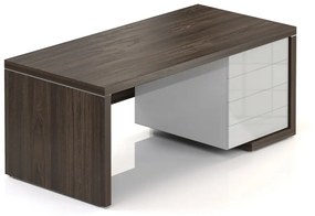 Lineart asztal 180 x 85 cm + jobb konténer, bodza sötét / fehér