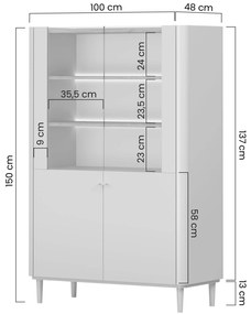 Elivo vitrin 100 cm fém lábakon - eukaliptusz / baltic dune tölgy