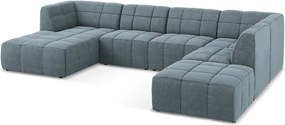 Kék buklé sarokkanapé (U alakú) Aloha – Makamii
