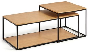 Natúr színű kerek dohányzóasztal szett tölgyfa dekoros asztallappal, 2 db-os 50x100 cm Yoana – Kave Home