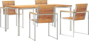 vidaXL Kert étkező szett 5 pcs Barna Tömör Teakfa