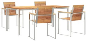 vidaXL Kert étkező szett 5 pcs Barna Tömör Teakfa