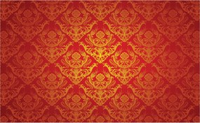 Fotótapéta Damask Piros-arany dísz 300x210 Luxus minta +ragasztó