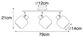 Mennyezeti spotlámpa fekete füstüveggel, hosszúkás, 3-lámpás - Zuzanna