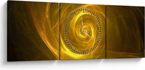 Absztrakt sárga spirál képe (órával) (90x30 cm)