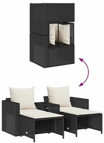 5 részes polyrattan kerti kanapé garnitúra párnákkal stackable